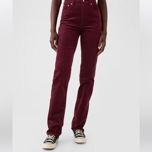 GAP High-Rise Wine-Colored Corduroy Pants